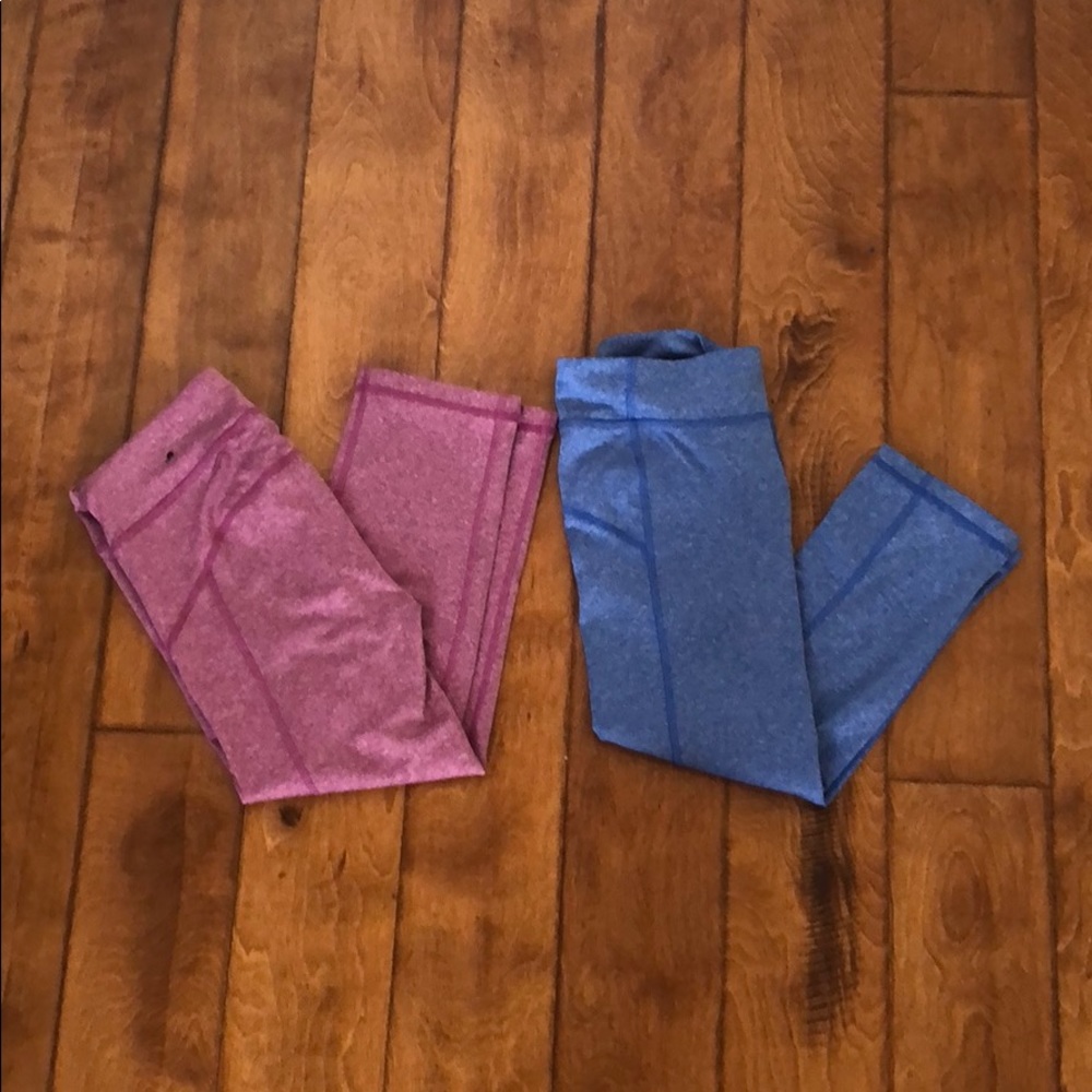 Blue and pink crop leggings